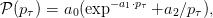                &minus;a1&sdot;p&tau;
P (p &tau;) = a0 (exp     +a2 ∕p&tau;),
